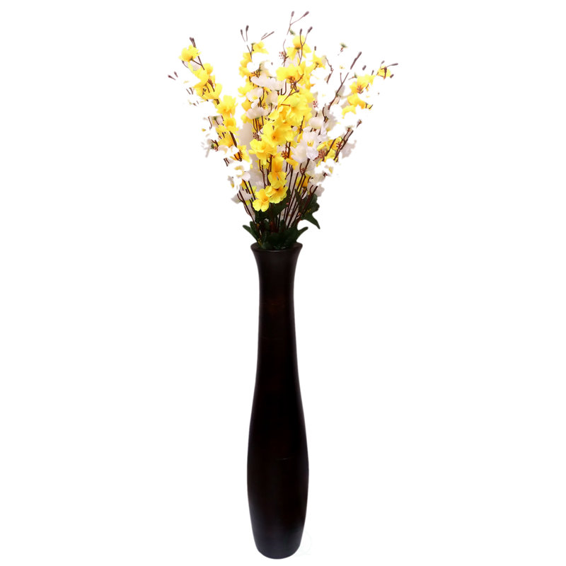 Brown Mango Wood Curved Floor Vase 30 inches