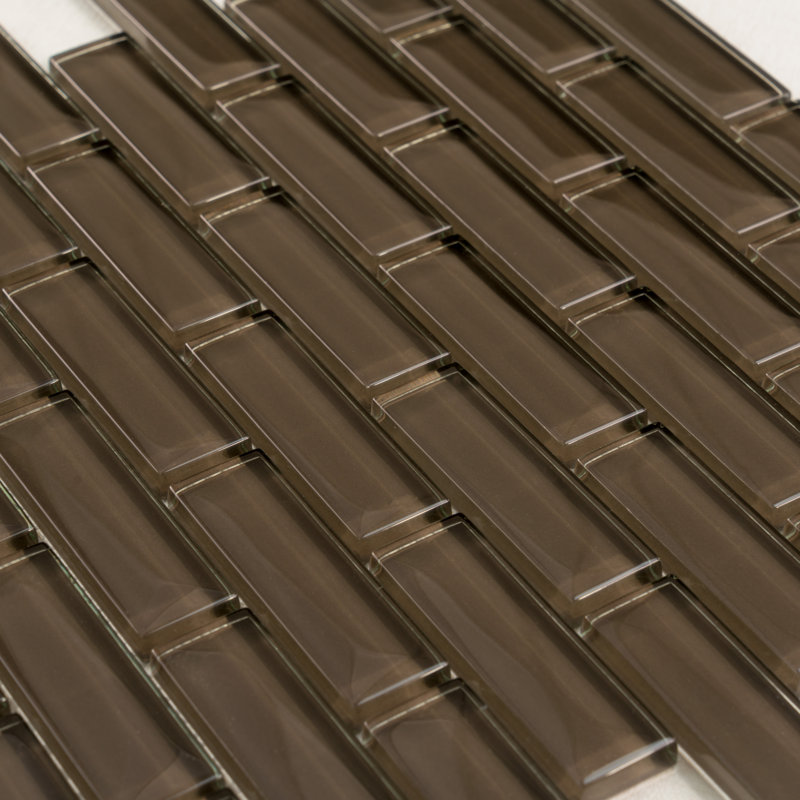 11.9"X 11.9" Polished Glass Brick Tile, Ash Gray