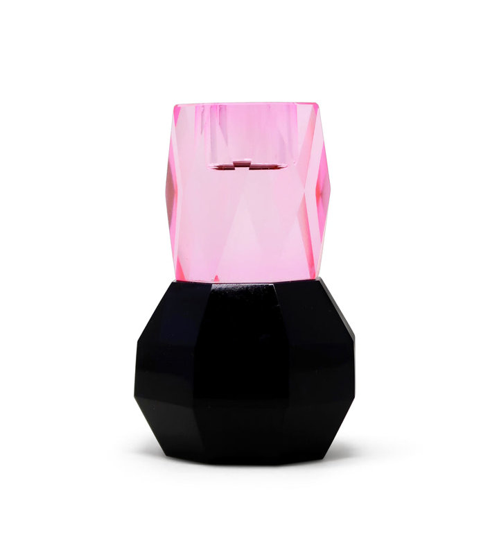Crystal Candle Holder Pink, Pink/Black