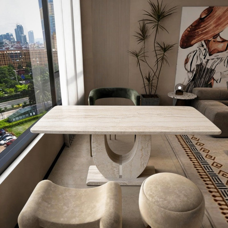 Table rectangulaire multifonctionnelle en bois Havenly, Crème
