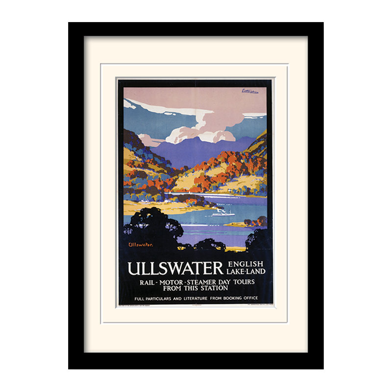 Ullswater - Print, Yellow, Black Frame, 40cm H x 40cm W x 1.3cm D