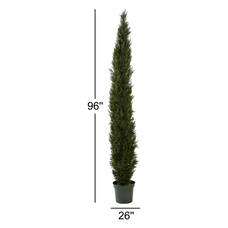 Faux Cedar Tree in Planter, 96" H x 26" W x 26" D