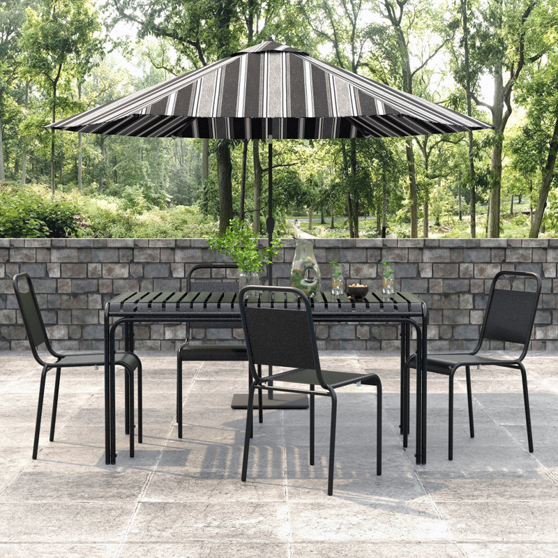 Abra Rectangular Metal Outdoor Dining Table , 59.1'' in. W 31.5'' in. D, Black