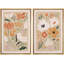 Abstrait botanique, "Œuvre florale bohème orange et verte vibrante, images murales de campagne française moderne, ensemble de 2 impressions murales sur toile,"-91068934-91068938