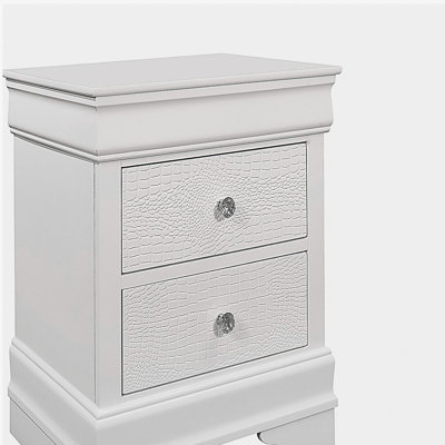 Shaker Crocodile Metallic White Nightstand