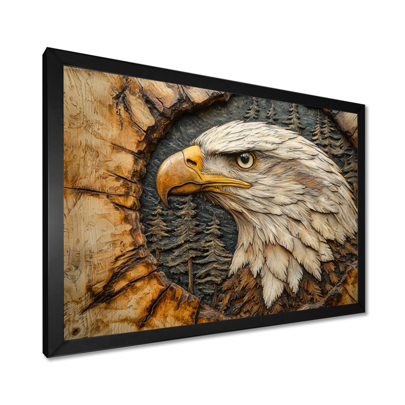 Giany Eagle In A Forest Landscape Slide - Art mural aigle, Reproduction encadrée d'une seule photo, H 30 po x l 40 po