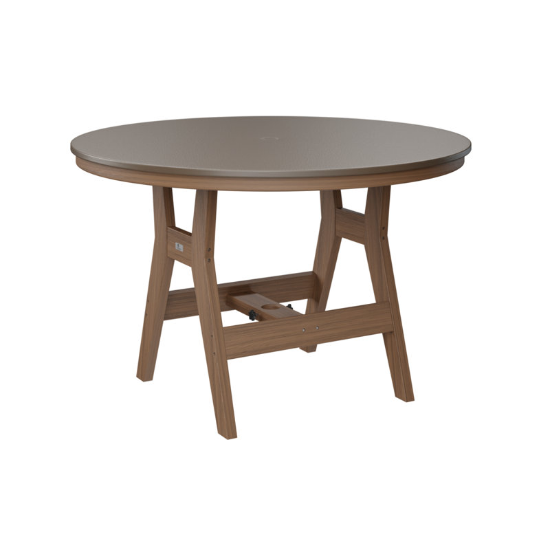 Berlin Gardens Harbor Round Dining Table, Antique Mahogany, Hammered Top Bronze, 30.37" H x 48" W x 48" D