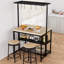 Îlot de cuisine de 42 po avec rangement - Étagère de boulanger avec tablettes à 3 niveaux et 5 crochets, table de préparation naturelle pour la cuisine