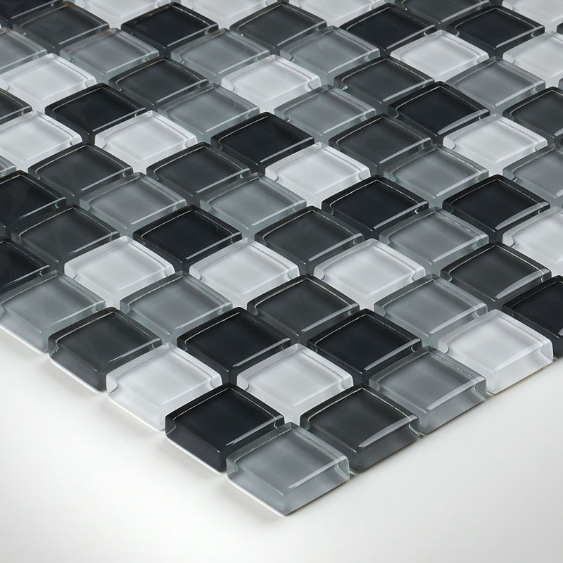 Geneva 1" x 1" Glass Grid Mosaic Wall Tile, Classic Evening Mixer