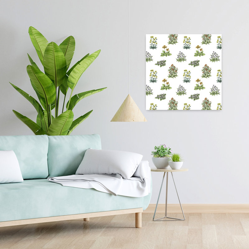 Art contemporain, art floral rétro, H 24 po x l 24 po