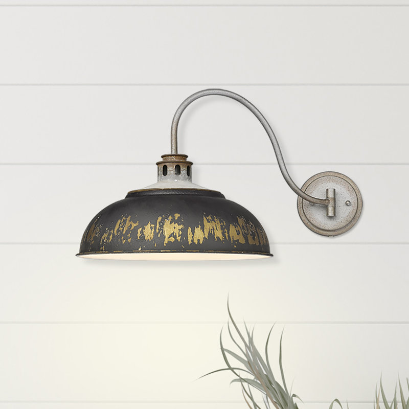 Chesterle Steel Plug-in Swing Arm Sconce, Antique Black Iron