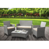 Schmier Gaubert Rattan 4 Seater Corner Sofa Set with Cushions