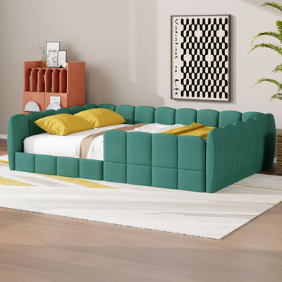Lit tapissier en velours avec pieds cachés ultra-bas, velours luxueux et rembourrage en mousse douce