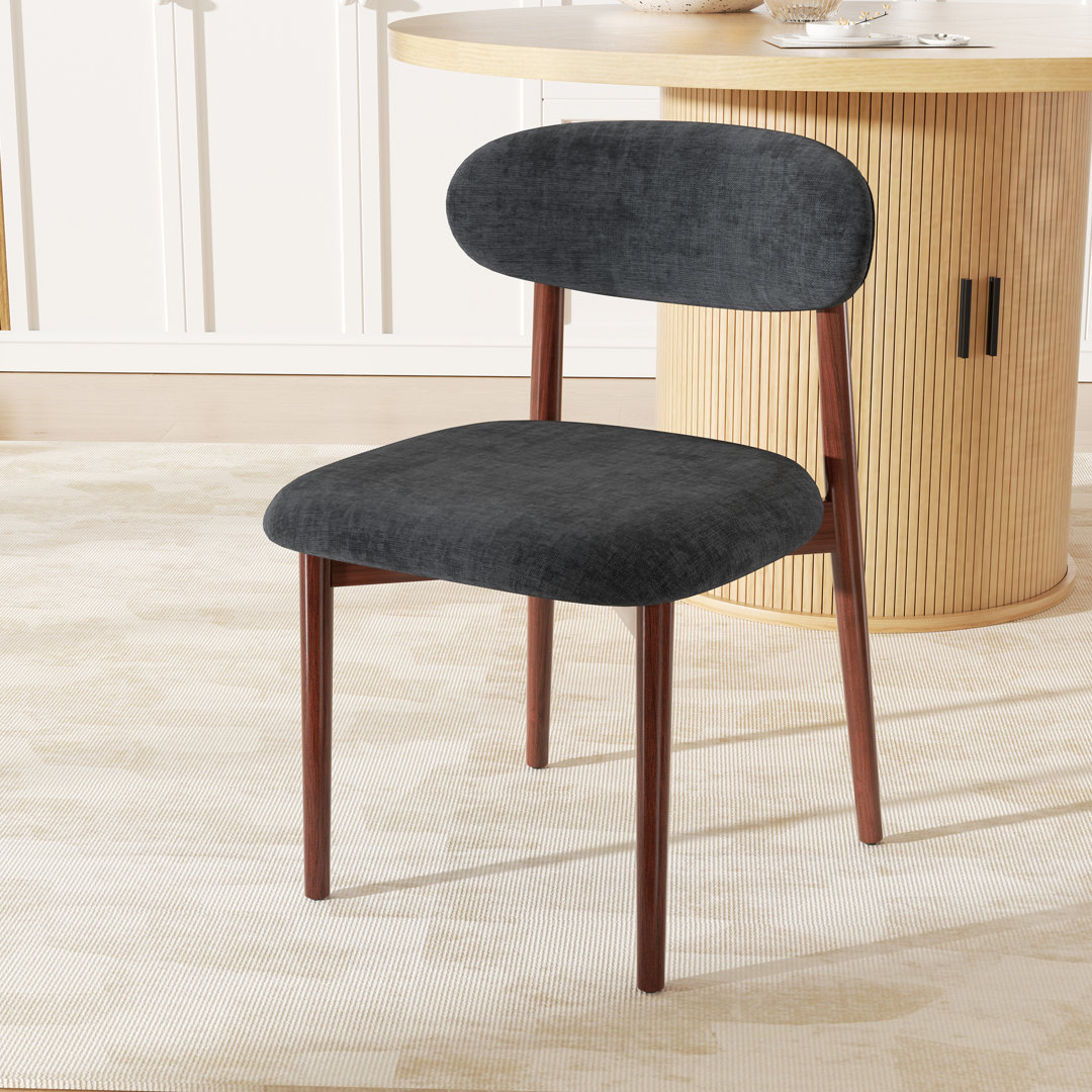 Modern Minimalist Dining Chair With Wood Legs, Mid-Century Accent Chair For Kitchen, Living Room, And Vanity