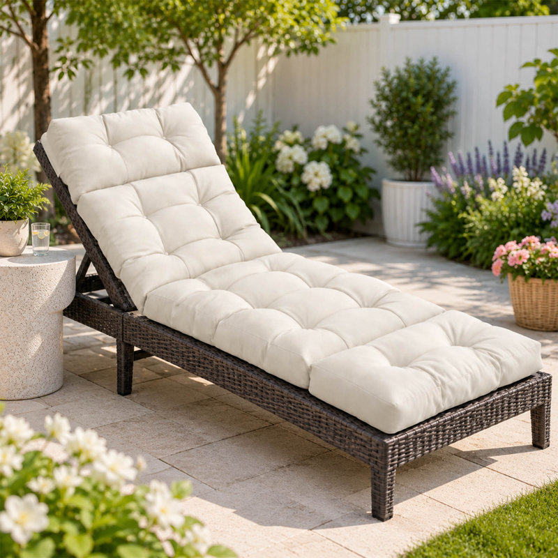 Coussin pour chaise longue d'extérieur, coussin imperméable pour chaise longue de patio avec attaches
