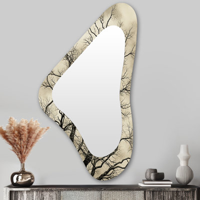 Tilleul noir rétro - arbre en métal Art Decor - miroir mural moderne et irrégulier