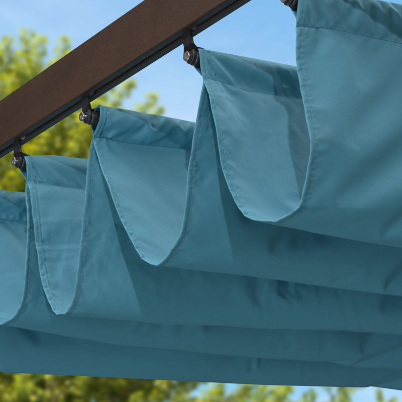 Housse d'ombrage pour pergola mauve pour terrasse de 10 pi x 13 pi pour l'extérieur extérieur rétractable en tissu durable, bleu turquoise