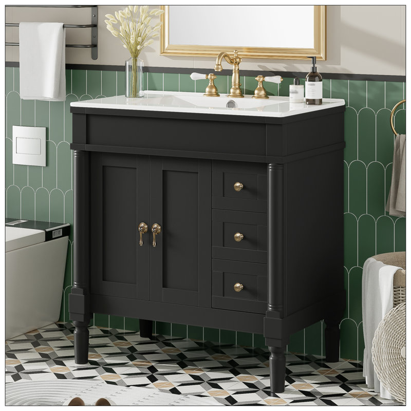Vanities For Bathroom, Black, Gold