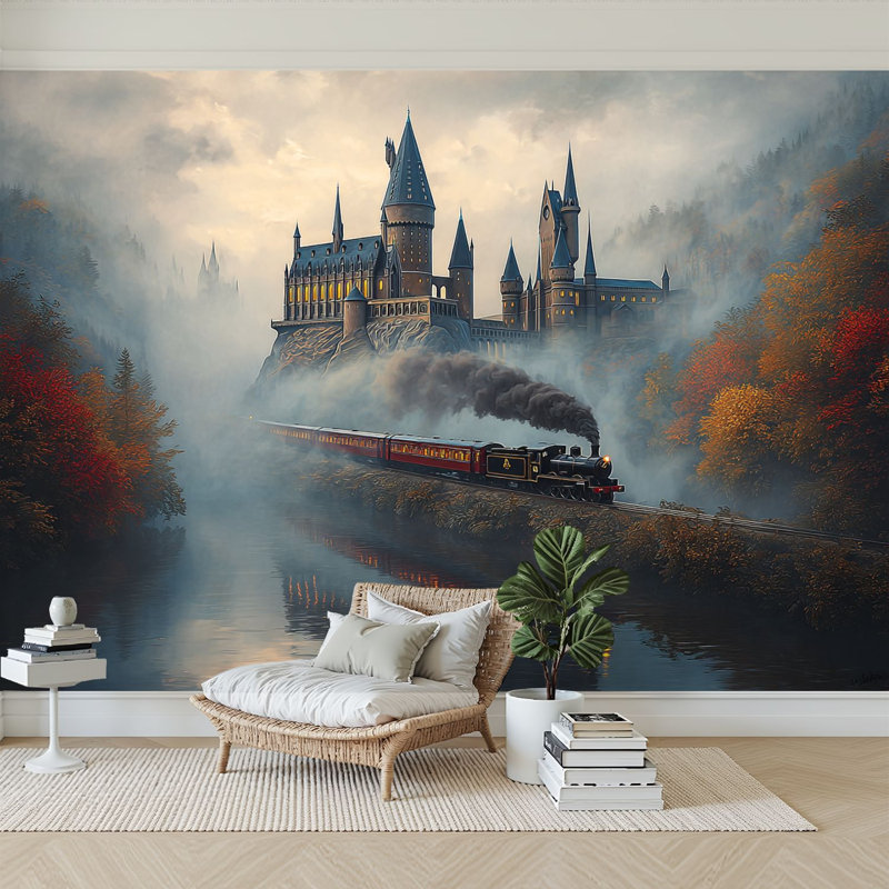 Papier peint adhésif auto-adhésif L 144 po x l 100 po pour chambre à coucher Mystical Castle, L 144 po x l 100 po