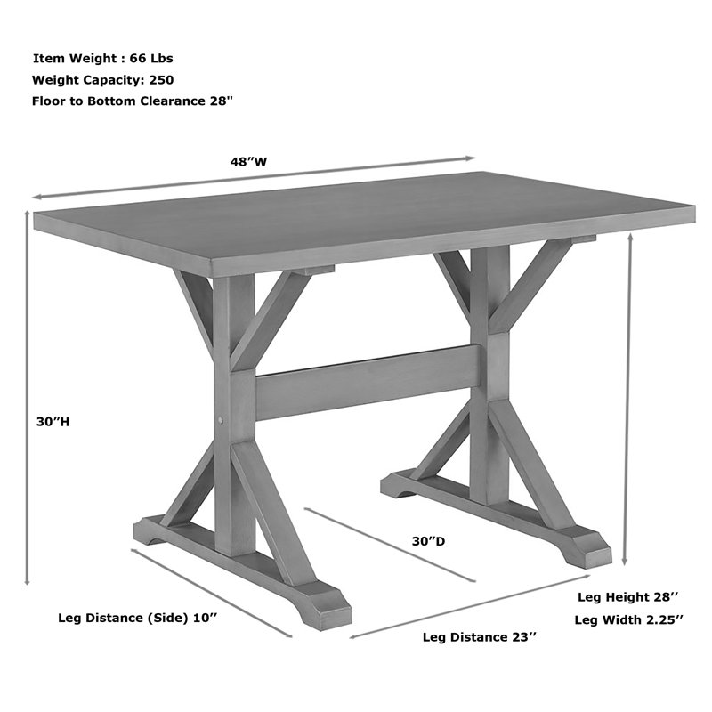 Modern Gray 48-Inch Desk with Weathered Finish and Sturdy Workspace, Weathered Gray