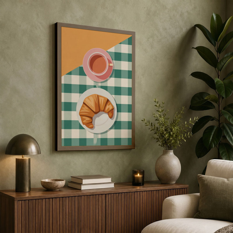 Breakfast at Leisure Minimalist - Wrapped Canvas, 24x16 - 61.0 x 40.6 cm, Taupe Border