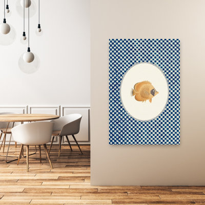 Tropical Fish Indigo Pattern Traditional Fish Nature Ocean Wall Art Print