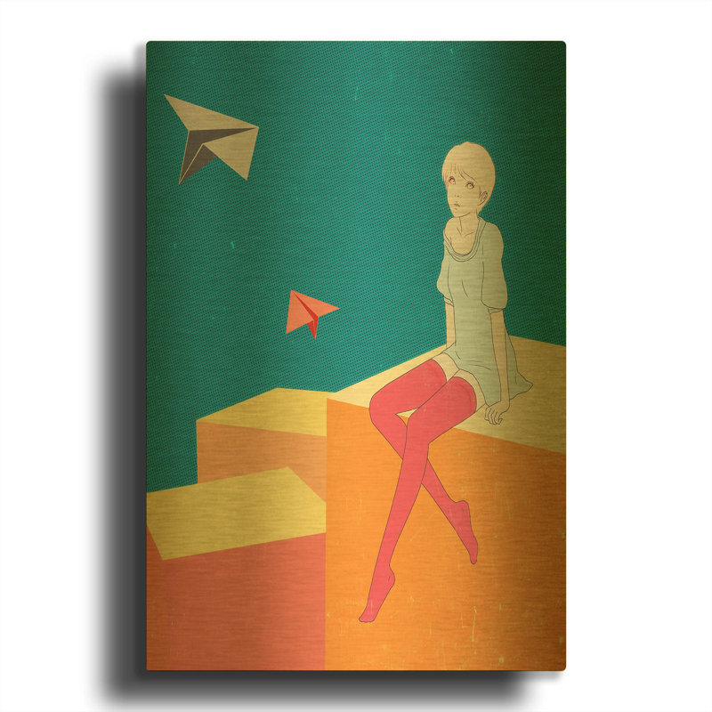 «Paper Airplanes» par Sai Tamiya, art mural en métal doré, 12 po x 16 po, 12 po x 16 po