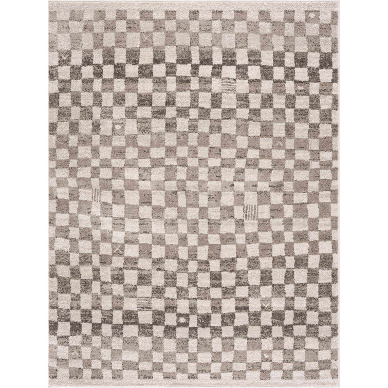 Jasha Checkered Beige/Brown Area Rug