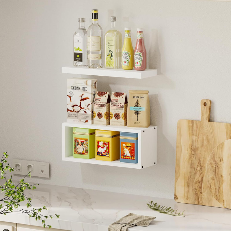 Adithri 2 Piece Floating Shelf, White