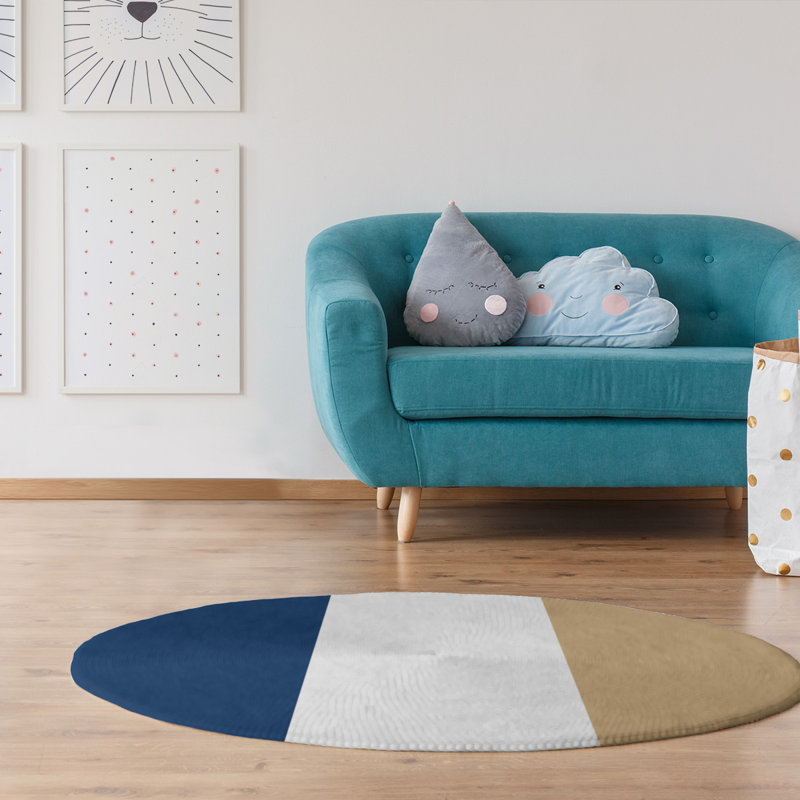 Chenille Striped Indoor Rug, Round 5'