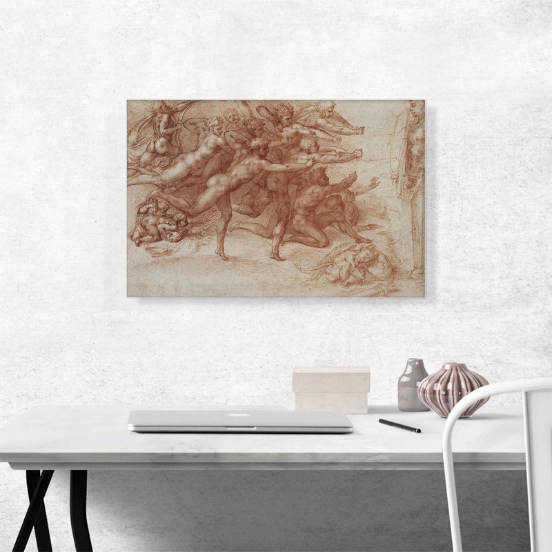 Archers Shoot at a Herm 1530 par Michelangelo - reproduction d'art sur toile tendue, H 18 po x l 26 po x P 1,5 po