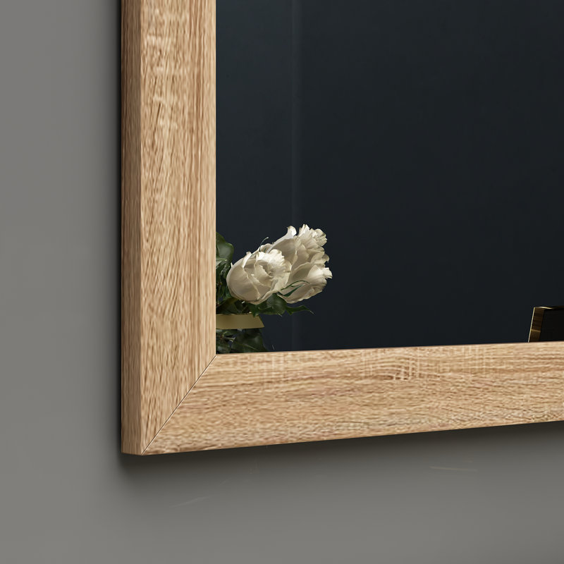 Elease Flat Wall Mirror, Oak