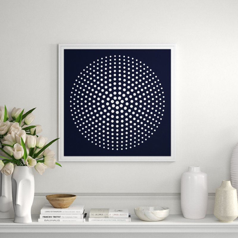 Navy Sphere 4' Framed Graphic Art Print on Glass