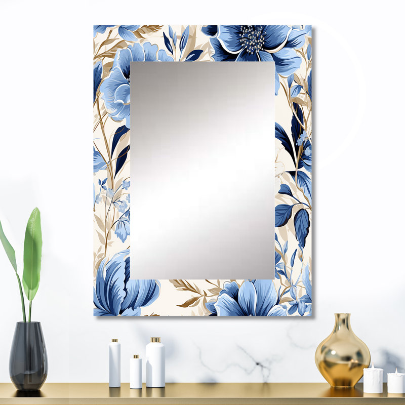 Clee Coastal Retreat Ii Boho Pattern - miroir boho, miroir mural unique Boho, reproduction d'art en métal, 32 po x 24 po