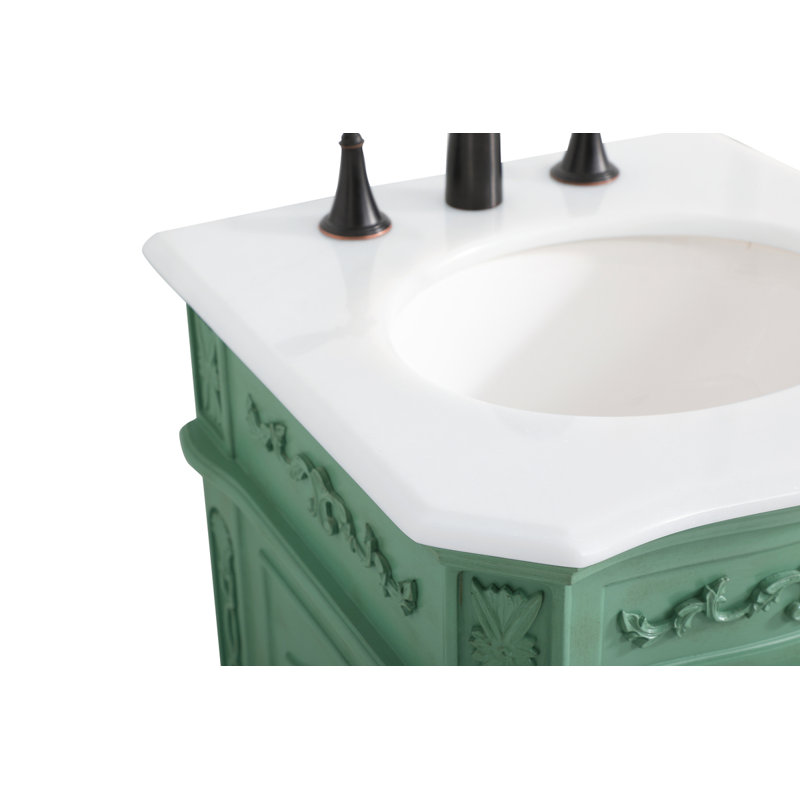 Ensemble de meuble-lavabo simple 19 po Lunette, Menthe rétro, Blanc ivoire