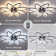 Acea 35.4" Modern Flush Mount Ceiling Fan with LED Light Dimmable 8 - Light Flush Mount with Remote