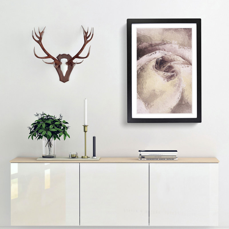 Pale Pink Rose - Framed Print, 65cm H x 48cm W x 2cm D, Black Framed