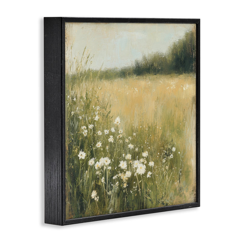 Daisy Dream Field, giclée encadrée, design par Petal Prints Design, Giclée encadrée noir minuit, H 12 po x l 12 po