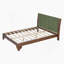 Cadre de lit grand en bois de pin de qualité supérieure, cadre de lit grand avec tête de lit inclus, lit Mid Century Modern, couleur noyer et vert-1731413214-1731413215