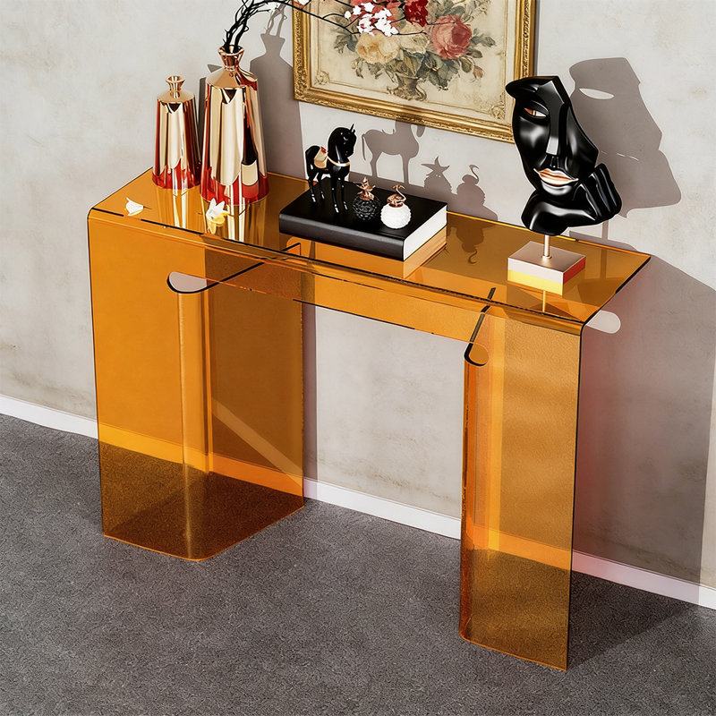 Console moderne en minimalisme en acrylique, 33.46" H x 31.5" W x 11.02" D, Orange