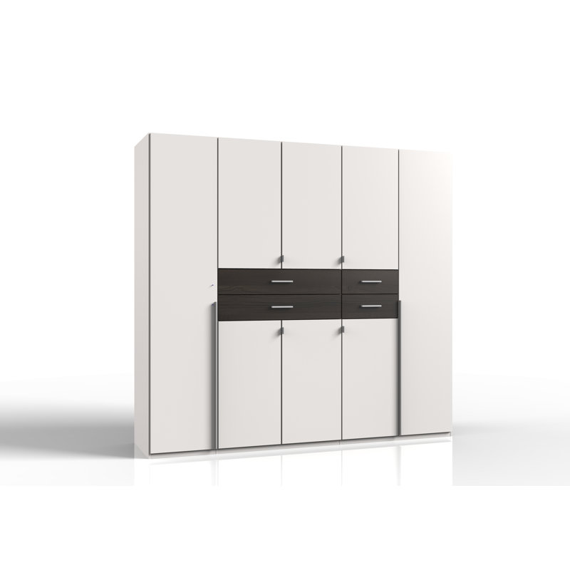 Amandus 8 Door Manufactured Wood Wardrobe, White/Carbon Oak