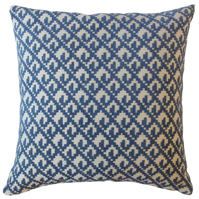 Oreiller Tadewi Crewel, 12 po x 18 po, Bleu / blanc, Coussin lombaire