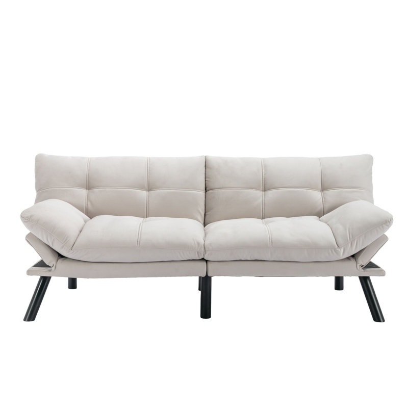 Lanis Pillow Top Arm, Cream Velvet, 32" H x 67" W x 16" D