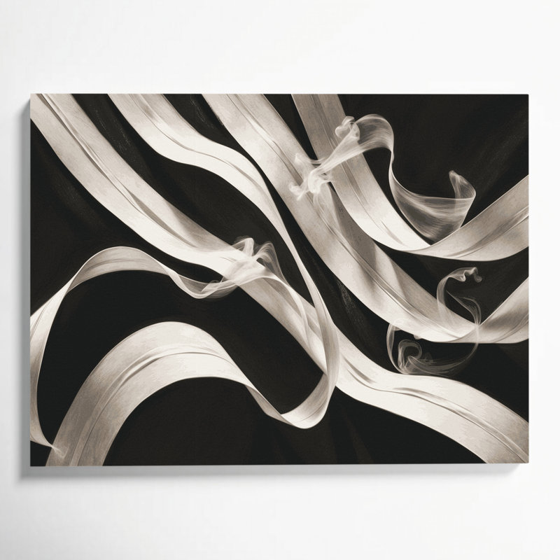 Art mural horizontal sur toile rayée gris anthracite, H 11 po x l 14 po