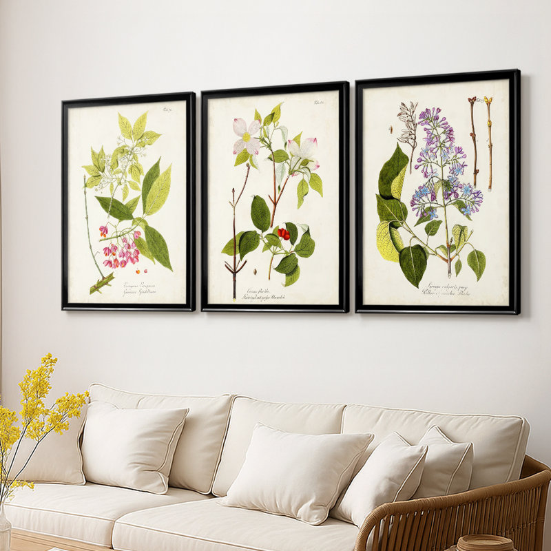 Arbre en fleurs IV - Toile tendue avec châssis sur mesure - 3 pièces, Noir, H 19 po x l 27 po