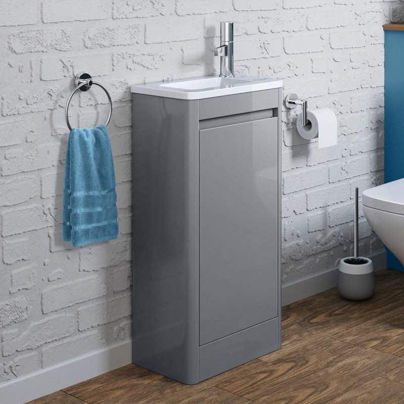 iBathUK Cloakroom Floor Standing Vanity Unit With Basin - Tap Hole