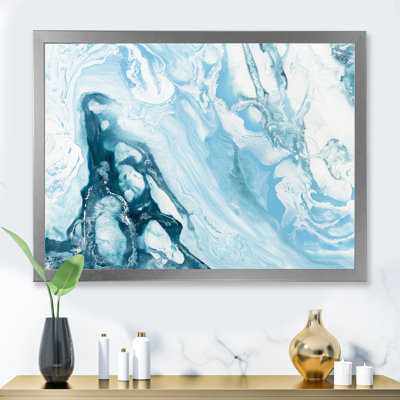 Vague bleue liquide - peinture sur toile