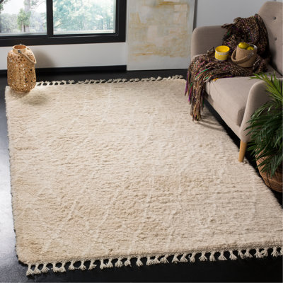 Powell Hand Tufted Nz Wool/Cotton Southwestern Rug in Ivory/Beige