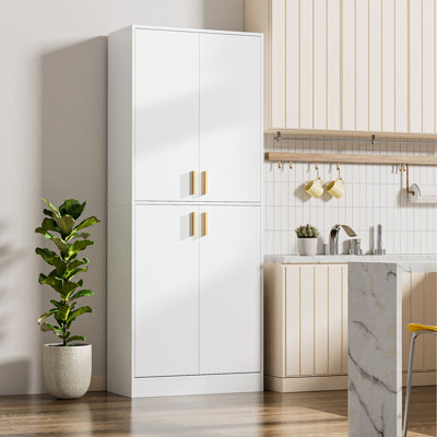 Boscombe 71" H Kitchen Pantry Cabinet with 4 Doors and 2 Adjustable Shelves, Tall Kitchen Storage Cabinet for Dining Room, Living Room by Latitude Run