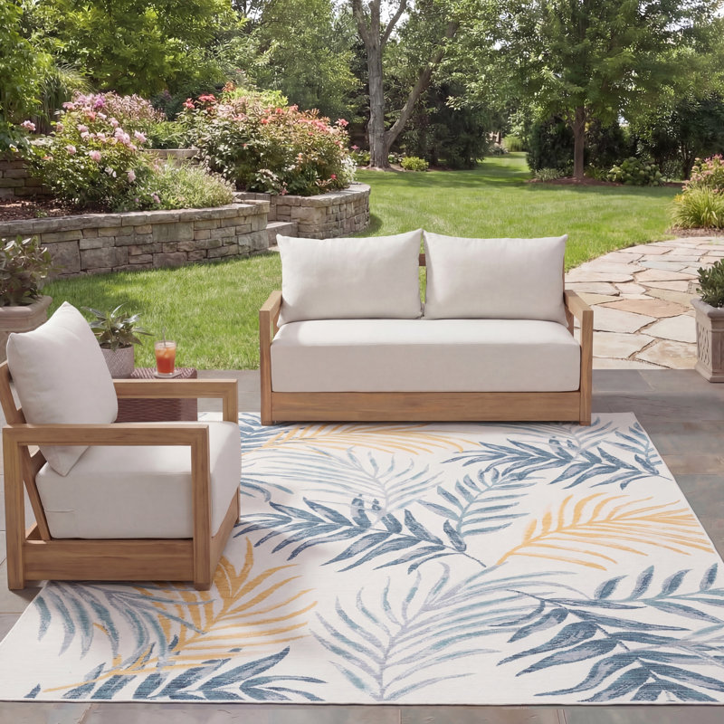 Tapis d'intérieur / extérieur floral Fontenelle Sunrise Performance, Rectangle 8 pi x 10 pi